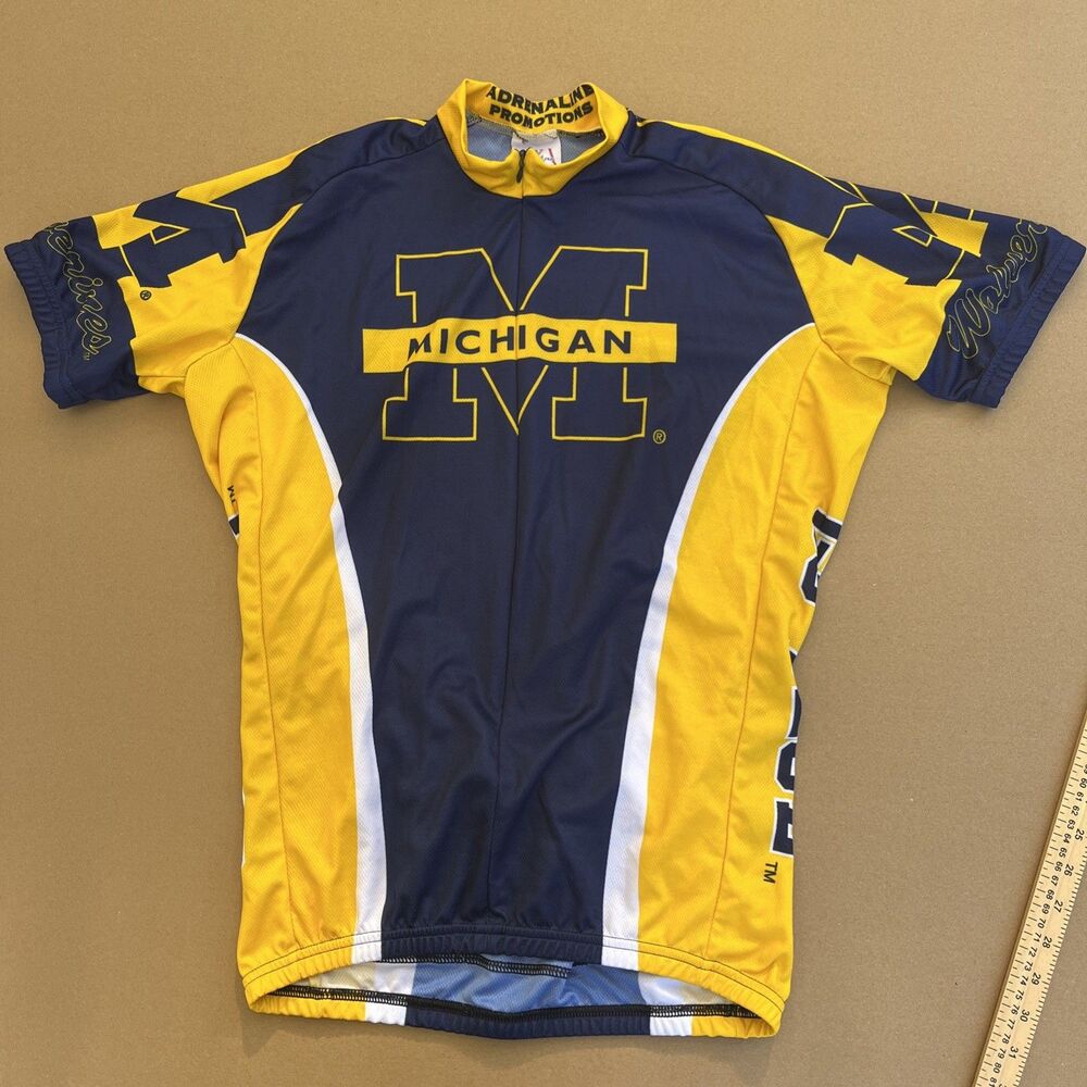 World Jerseys Michigan Wolverines Cycling Jersey Men Large Blue Zip Adreneline